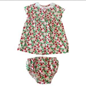 Baby Boden Strawberry Vine Dress with bloomers Size 3-6 Months